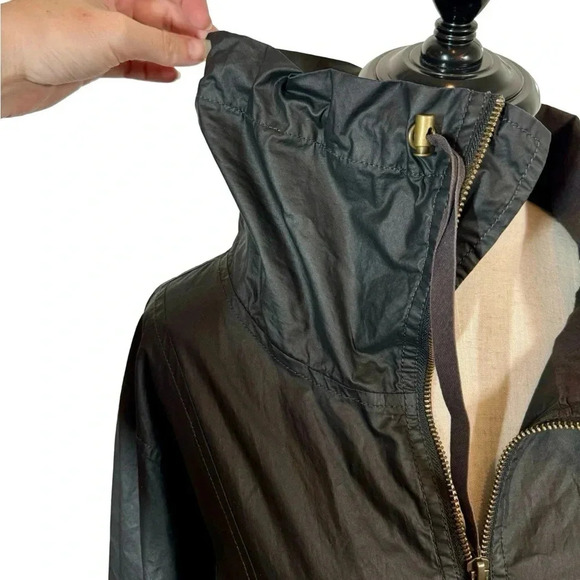 Eileen Fisher Organic Cotton Stand Collar Drawstring Anorak Jacket Windbreaker - Picture 4 of 7